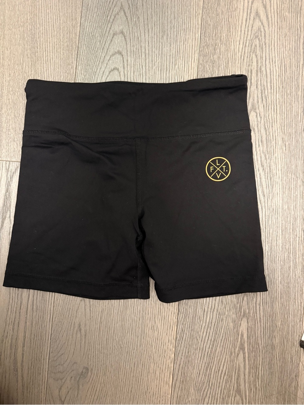 Women's Black High-Waist Bike Shorts with Subtle Logo
